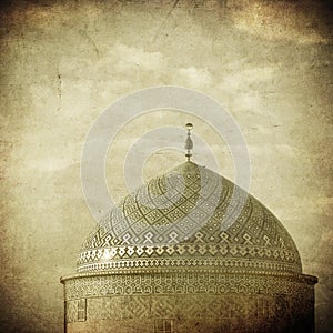 Vintage image of Mosque in ancient city of Yazd photo