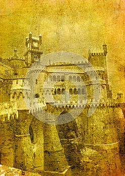 Vintage image of pena palace photo