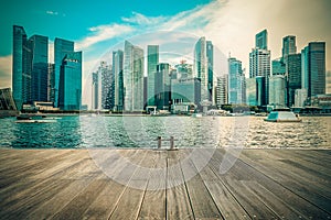 Vintage image of Singapore city skyline of business district