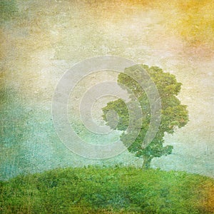 Vintage image of a tree over grunge background