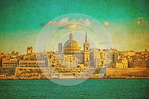 Vintage image of Valletta, the capital of Malta