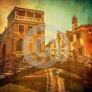 Vintage image of Venetian canals, Italy