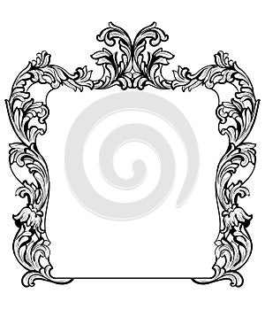 Vintage Imperial Baroque Mirror frame. Vector French Luxury rich intricate ornaments. Victorian Royal Style decor