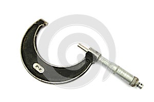 Vintage imperial measurement micrometer, two inch to three inch, on white background