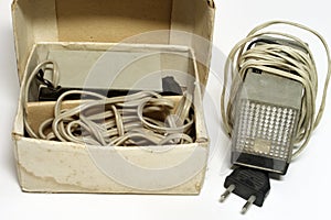 Vintage impulse camera flash unit in original cardboard box