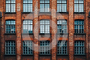 Vintage industrial brick building facade