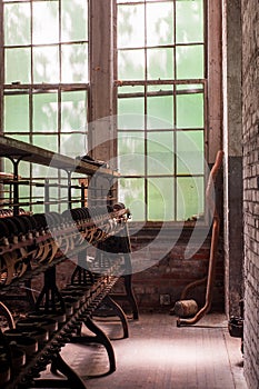 Vintage Industrial Silk Spinning Equipment + Tall Windows - Abandoned Lonaconing Silk Mill - Maryland