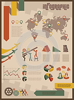 Vintage infographics set business concept
