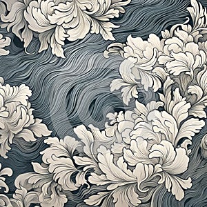 Vintage Ink Drawing: Groundswell Seamless Pattern With High Detail