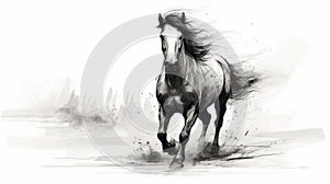Vintage Ink Horse Illustration: Detailed Character Icon On White