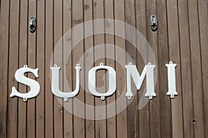 Vintage inscription on the railway carriage Suomi photo