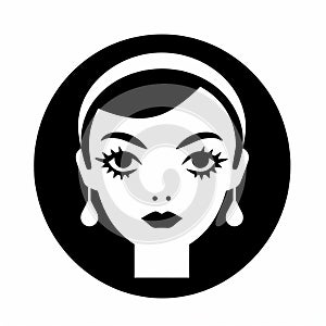 Vintage-inspired Black And White Earring Icon For Female Eye