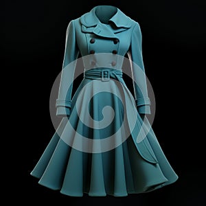 Vintage-inspired Blue Trenchcoat: Hyper Realistic 3d Rendering