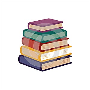 Vintage Book Stack Vector Art on White background