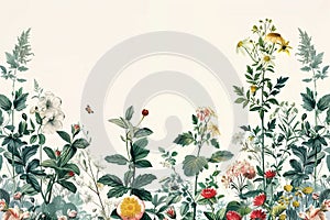 Vintage-inspired botanical illustrations against a clean white backdrop