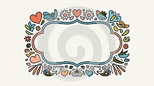 Vintage-inspired doodle frame with playful patterns and nostalgic motifs. photo