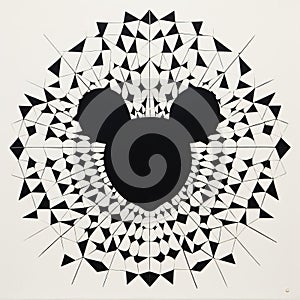 Vintage-inspired Mouse Stencil Art On Geometric Shapes Print photo