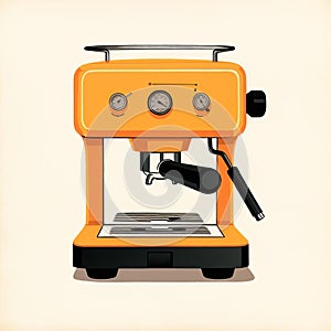 Vintage-inspired Orange Espresso Machine Illustration