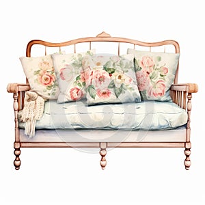 Vintage-inspired Painted Frame With Roses For Sofa Decoration