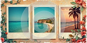 Vintage inspired polaroid frame with soft, faded edges, border, texture photo