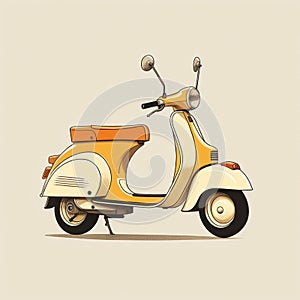 Vintage-inspired Retro Yellow Scooter Illustration With Warm Color Palette photo