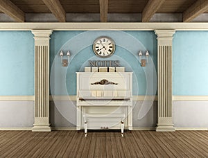 Vintage interior with upright piano