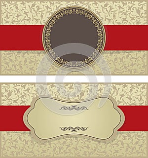 Vintage invitation card with retro ornament. Template frame design for card.