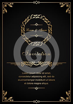 Vintage invitation card. Template for greeting cards and invitations