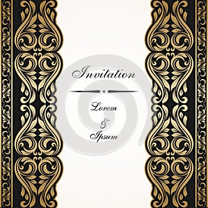 Vintage invitation card. Template for greeting cards and invitations