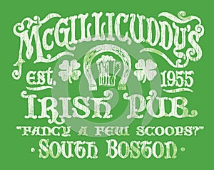 Vintage Irish Pub Sign T-shirt Graphic photo