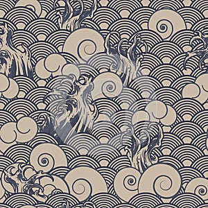 Vintage japanese seamless pattern