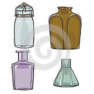 Vintage jars and bottles cute hand drawn art illustratiom photo