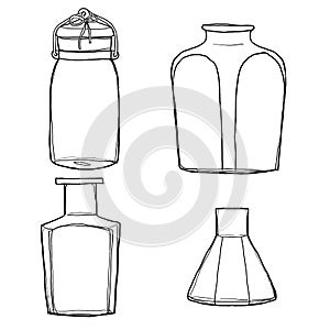 Vintage jars and bottles cute hand drawn line art illustratiom photo