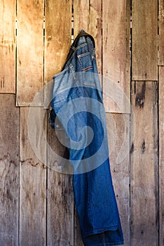 Vintage,Jeans hanging on the wall