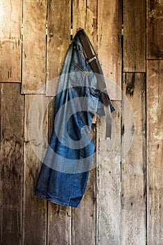 Vintage,Jeans hanging on the wall