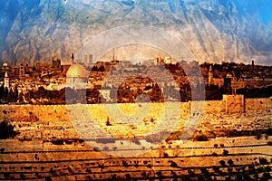 Vintage Jerusalem panorama