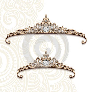 Vintage jewelry gold diadems with diamonds