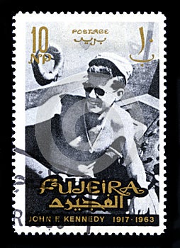 Vintage John F Kennedy Postage stamp from Fujeira