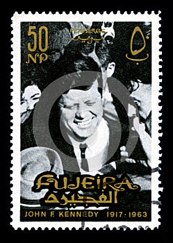 Vintage John F Kennedy Postage stamp from Fujeira