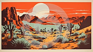 Vintage Joshua Tree National Park Postcard With Cactus And Desert Landscape