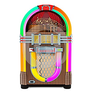 Vintage jukebox front view, 3D rendering photo