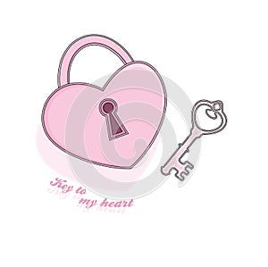 Vintage key and heartlock