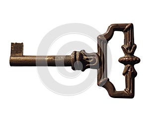 vintage key isolated over white