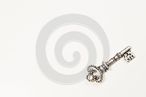 Vintage key isolated on white background. safety concept