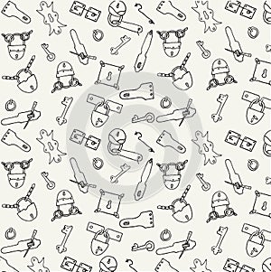 Vintage keys and locks background.