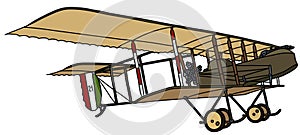 The vintage khaki military biplane