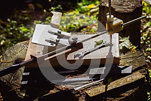 Vintage kitchen knife sharpening machine