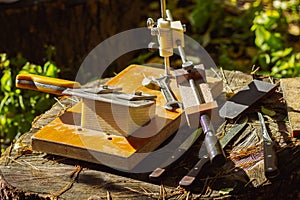 Vintage kitchen knife sharpening machine