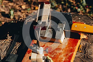 Vintage kitchen knife sharpening machine