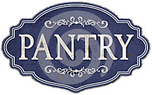 Vintage Kitchen Pantry Sign Enamel Retro Old Fashioned photo